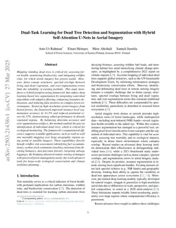 Dual-Task Learning for Dead Tree Detection and Segmentation with Hybrid Self-Attention U-Nets in Aerial Imagery
