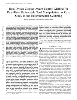Data-Driven Contact-Aware Control Method for Real-Time Deformable Tool Manipulation: A Case Study in the Environmental Swabbing