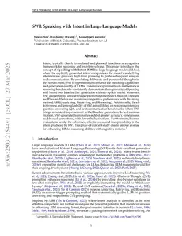 SWI: Speaking with Intent in Large Language Models