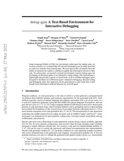 debug-gym: A Text-Based Environment for Interactive Debugging