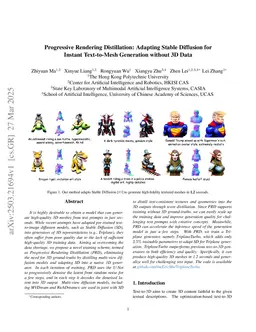 Progressive Rendering Distillation: Adapting Stable Diffusion for Instant Text-to-Mesh Generation without 3D Data
