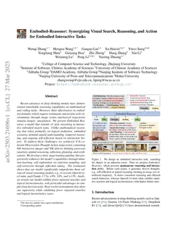 Embodied-Reasoner: Synergizing Visual Search, Reasoning, and Action for Embodied Interactive Tasks