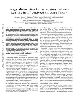 Energy Minimization for Participatory Federated Learning in IoT Analyzed via Game Theory