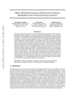 Meta-Representational Predictive Coding: Biomimetic Self-Supervised Learning