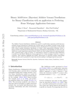 Binary AddiVortes: (Bayesian) Additive Voronoi Tessellations for Binary Classification with an application to Predicting Home Mortgage Application Outcomes