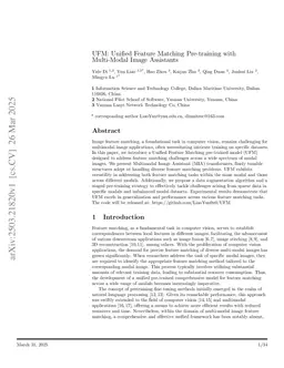 UFM: Unified Feature Matching Pre-training with Multi-Modal Image Assistants