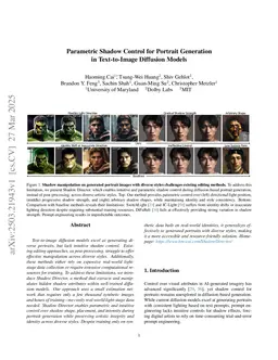 Parametric Shadow Control for Portrait Generation in Text-to-Image Diffusion Models