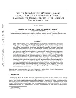 Penrose Tiled Low-Rank Compression and Section-Wise Q&A Fine-Tuning: A General Framework for Domain-Specific Large Language Model Adaptation