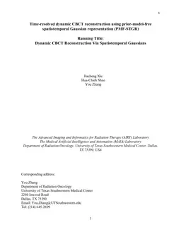 Time-resolved dynamic CBCT reconstruction using prior-model-free spatiotemporal Gaussian representation (PMF-STGR)