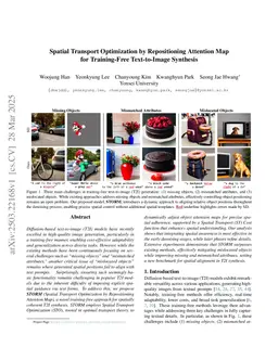 Spatial Transport Optimization by Repositioning Attention Map for Training-Free Text-to-Image Synthesis