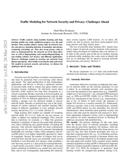 AI-based Traffic Modeling for Network Security and Privacy: Challenges Ahead