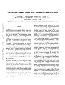 Concept-Aware LoRA for Domain-Aligned Segmentation Dataset Generation