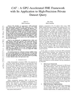 CAT: A GPU-Accelerated FHE Framework with Its Application to High-Precision Private Dataset Query