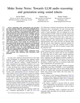 Make Some Noise: Towards LLM audio reasoning and generation using sound tokens