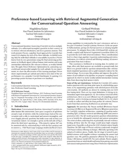 Preference-based Learning with Retrieval Augmented Generation for Conversational Question Answering