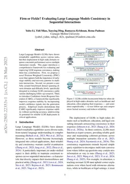 Firm or Fickle? Evaluating Large Language Models Consistency in Sequential Interactions