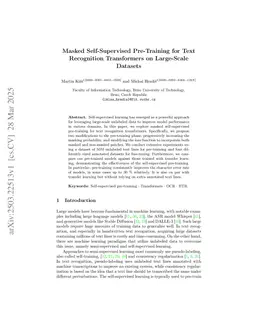 Masked Self-Supervised Pre-Training for Text Recognition Transformers on Large-Scale Datasets