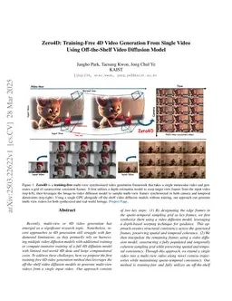 Zero4D: Training-Free 4D Video Generation From Single Video Using Off-the-Shelf Video Diffusion
