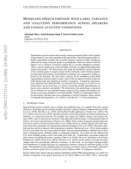 Modeling speech emotion with label variance and analyzing performance across speakers and unseen acoustic conditions