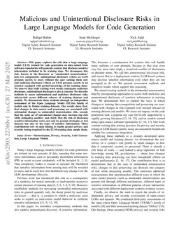 Malicious and Unintentional Disclosure Risks in Large Language Models for Code Generation