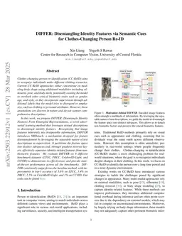 DIFFER: Disentangling Identity Features via Semantic Cues for Clothes-Changing Person Re-ID