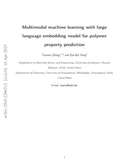 Multimodal machine learning with large language embedding model for polymer property prediction