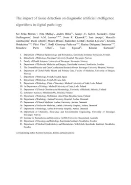 The impact of tissue detection on diagnostic artificial intelligence algorithms in digital pathology