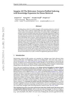 Imagine All The Relevance: Scenario-Profiled Indexing with Knowledge Expansion for Dense Retrieval