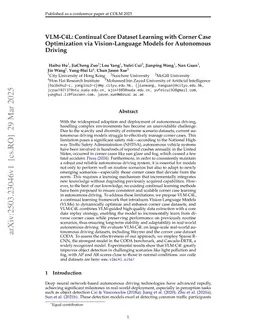 VLM-C4L: Continual Core Dataset Learning with Corner Case Optimization via Vision-Language Models for Autonomous Driving