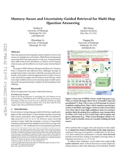 Memory-Aware and Uncertainty-Guided Retrieval for Multi-Hop Question Answering