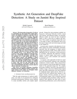 Synthetic Art Generation and DeepFake Detection A Study on Jamini Roy Inspired Dataset
