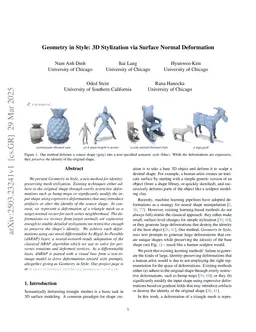 Geometry in Style: 3D Stylization via Surface Normal Deformation