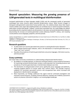 Beyond speculation: Measuring the growing presence of LLM-generated texts in multilingual disinformation