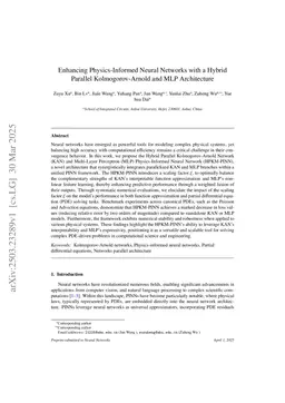Enhancing Physics-Informed Neural Networks with a Hybrid Parallel Kolmogorov-Arnold and MLP Architecture