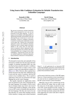 Using Source-Side Confidence Estimation for Reliable Translation into Unfamiliar Languages