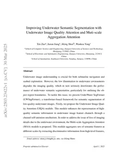Improving underwater semantic segmentation with underwater image quality attention and muti-scale aggregation attention