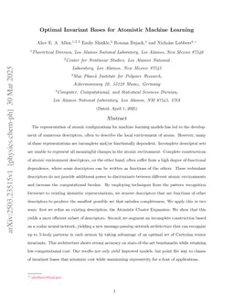 Optimal Invariant Bases for Atomistic Machine Learning