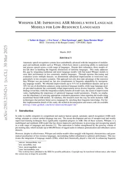 Whisper-LM: Improving ASR Models with Language Models for Low-Resource Languages
