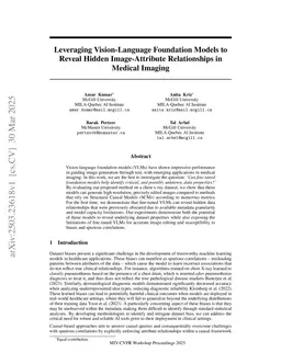 Leveraging Vision-Language Foundation Models to Reveal Hidden Image-Attribute Relationships in Medical Imaging