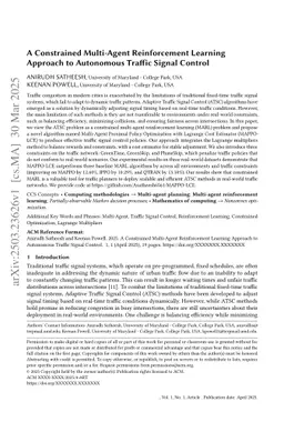 A Constrained Multi-Agent Reinforcement Learning Approach to Autonomous Traffic Signal Control
