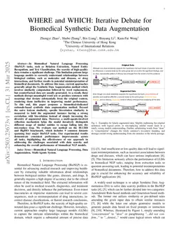WHERE and WHICH: Iterative Debate for Biomedical Synthetic Data Augmentation