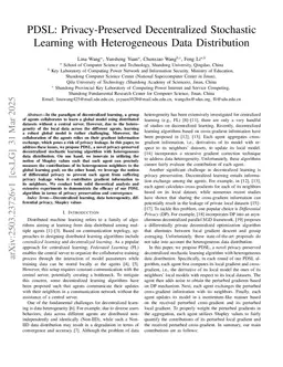 PDSL: Privacy-Preserved Decentralized Stochastic Learning with Heterogeneous Data Distribution