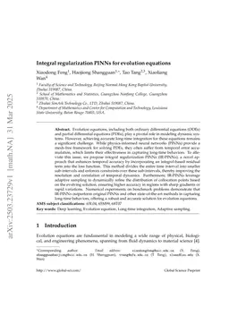 Integral regularization PINNs for evolution equations