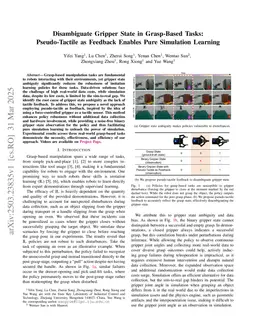 Disambiguate Gripper State in Grasp-Based Tasks: Pseudo-Tactile as Feedback Enables Pure Simulation Learning