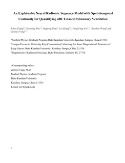 An Explainable Neural Radiomic Sequence Model with Spatiotemporal Continuity for Quantifying 4DCT-based Pulmonary Ventilation