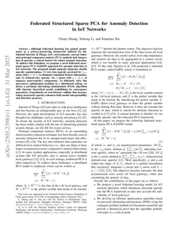 Federated Structured Sparse PCA for Anomaly Detection in IoT Networks