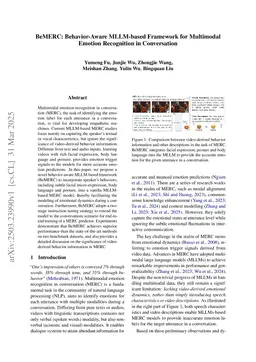 BeMERC: Behavior-Aware MLLM-based Framework for Multimodal Emotion Recognition in Conversation