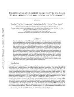 Incorporating Multivariate Consistency in ML-Based Weather Forecasting with Latent-space Constraints