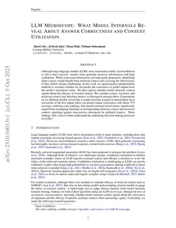 LLM Microscope: What Model Internals Reveal About Answer Correctness and Context Utilization