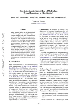 Does Using Counterfactual Help LLMs Explain Textual Importance in Classification?